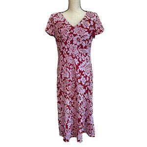 TALBOTS Womens Dress Floral Red White Career Business Office Petite Size 8